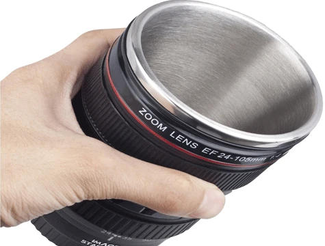 Kamera Lens Görünümlü Çelik Termos Kupa Bardak - Resim 4