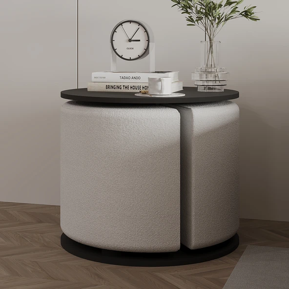 Vexana Puflu Yan Sehpa – Saklanabilir Puflu Servis Sehpası - Resim 3