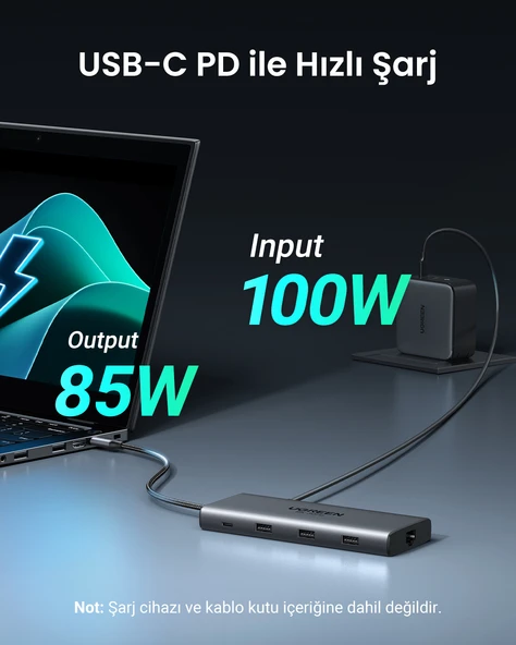 UGREEN Revedok Pro 210 10-in-1 Type-C Giriş 2xUSB-A 2.0, 1xUSB-A 3.0, 2xUSB-C, 2xHDMI 8K/4K, SD, TF, RJ45, 15534 - Resim 5