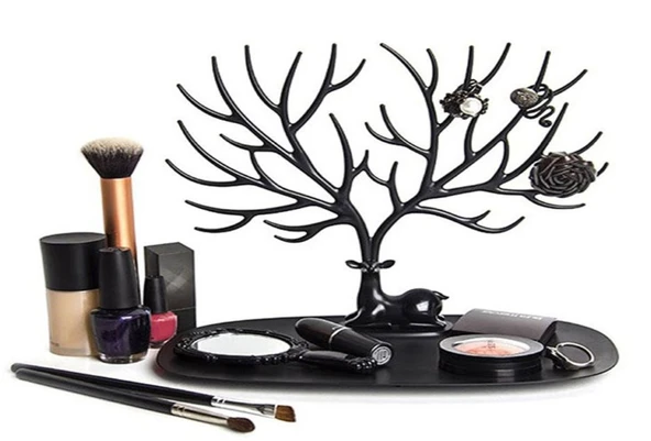 Siyah Geyik Mücevher Organizeri - Geyik Şeklinde Yüzük Küpe Kolye Düzenleyici - Resim 3