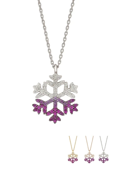 Kırmızı Beyaz Kar Tanesi Kolye Taşlı 925 Ayar Gümüş Zincirli Kolye ürün görseli