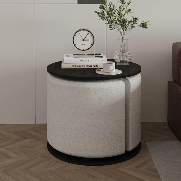 Vexana Puflu Yan Sehpa – Saklanabilir Puflu Servis Sehpası - Resim 2