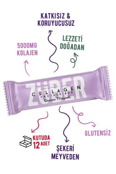 Züber Orman Meyveli Kolajen Protein Bar 35 G - 12 Adet X 35gr - Resim 2
