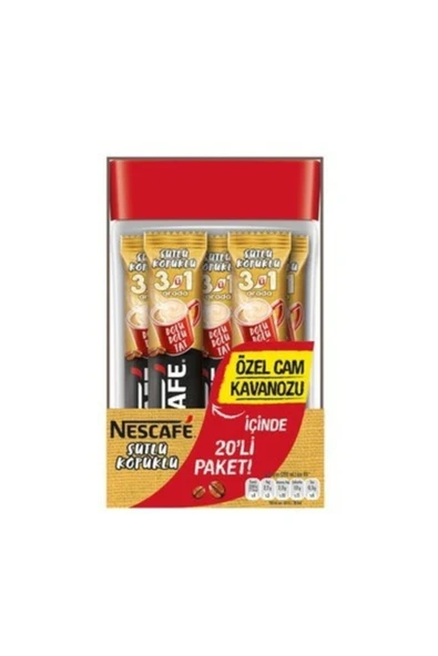 Nescafe Nescafé 3'ü 1 Arada Sütlü Köpüklü 20 adet Cam Kavanoz 348 gr ürün görseli