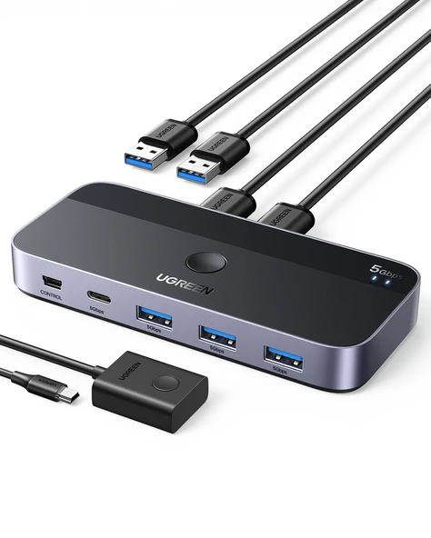UGREEN USB 3.0 2-in-4 Çift Ekran Paylaşımlı 5Gbps 1xUSBC, 4xUSB-A Switch, 15705 ürün görseli