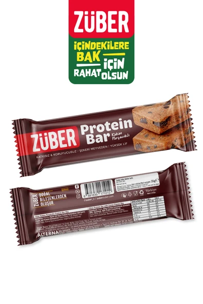 Züber Kakao Parçacıklı Protein Barı - 12 Adet x 35Gr - Resim 5
