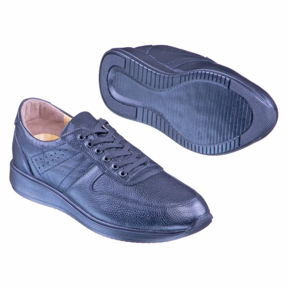 Siyah Baskılı Deri Bağcıklı Erkek Ayakkabı - 2