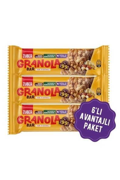 Züber Granola Bar Yer Fıstıklı 25g X 6 Adet ürün görseli