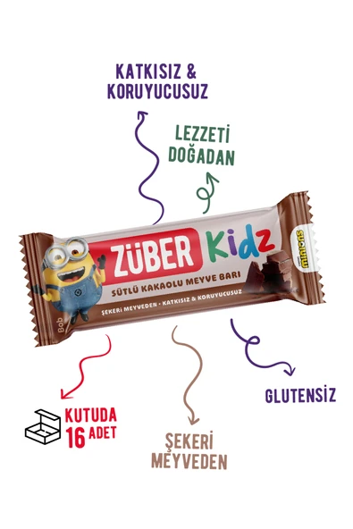 Züber Kidz Meyve Bar Sütlü Kakaolu 25g X 16 Adet - Resim 2