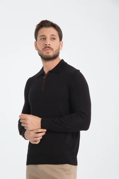 224102 SANFA FERMUARLI POLO YAKA KAZAK ürün görseli