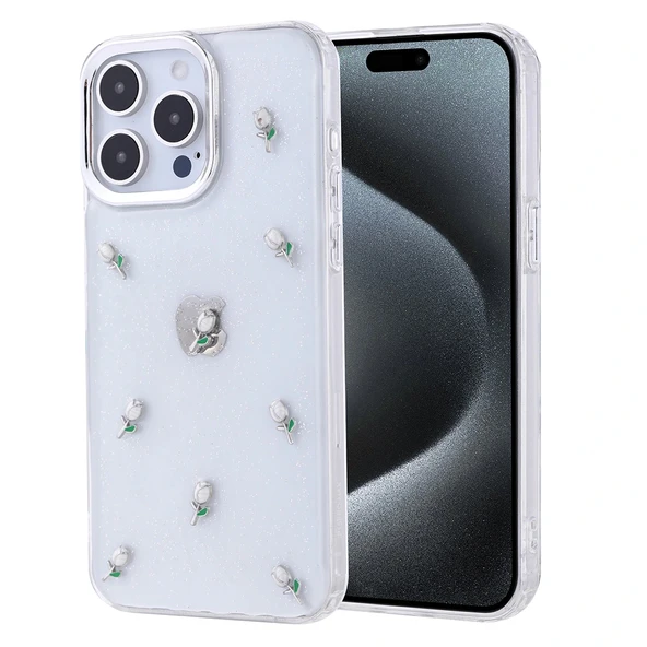 iPhone 15 Pro Max Kılıf Airbag Tasarımlı Simli Şeffaf Kutup Kapak ürün görseli