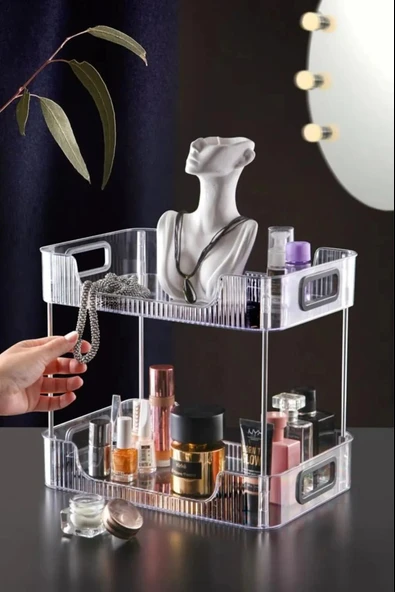 ASVERA 2 Katlı Makyaj ve Düzenleme Kutusu | Çok Amaçlı Organizer | Dayanıklı Plastik Gövde - Resim 2