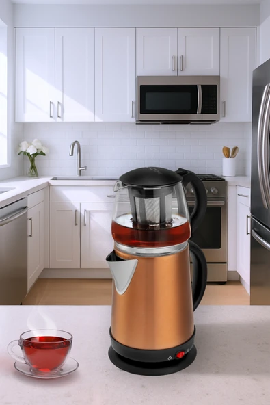 AWOX Demglass Cam Demlikli Elektrikli Çay Makinesi Rose Gold ürün görseli