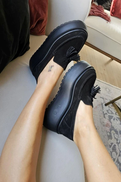 OPS 075 6304 Topukla Kadın Hakiki Deri Kalın Tabanlı Ayakkabı ürün görseli