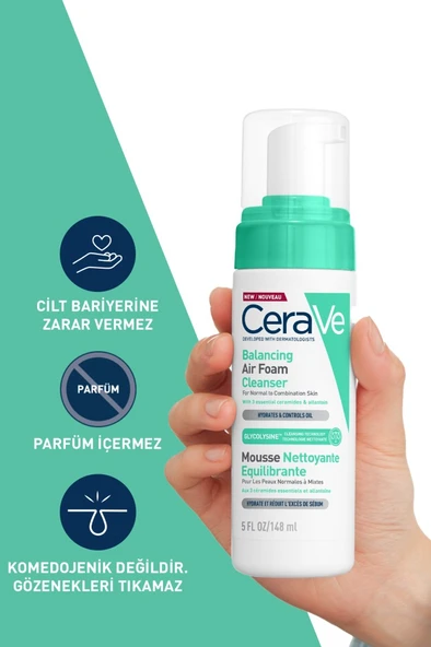 CeraVe Normal, Karma Ve Hassas Ciltler Için Köpük Temizleyici 148ml - Resim 3