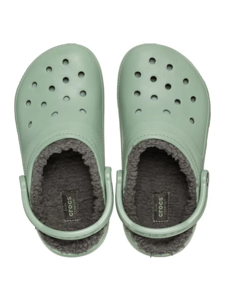 Crocs Classic Lined Clog Unisex Yeşil İçi Yünlü Günlük Terlik 203591-3WP - Resim 2