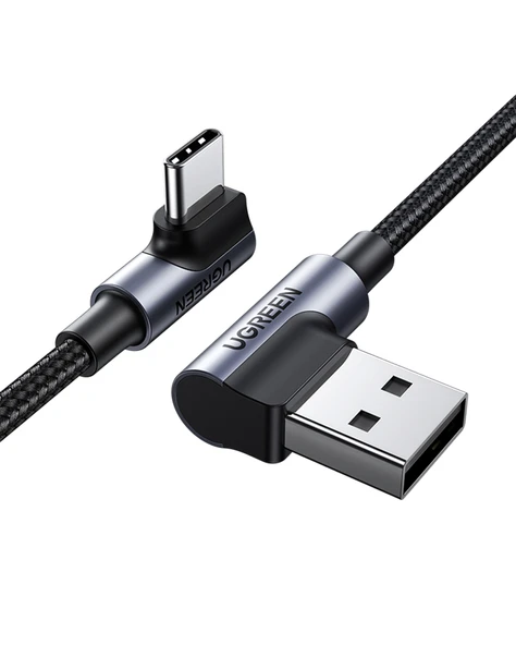 UGREEN USB-C to USB-A 3A QC 90 Derece Hızlı Şarj Kablosu, 1 Metre, Uzay Girişi, 20856 ürün görseli