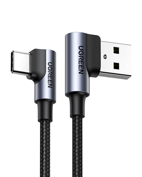 UGREEN USB-C to USB-A 3A QC 90 Derece Hızlı Şarj Kablosu, 1 Metre, Uzay Girişi, 20856 - Resim 3