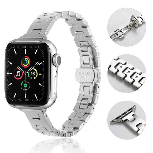 Apple Watch 10 42mm Zore KRD-150 Metal Kordon - Resim 7