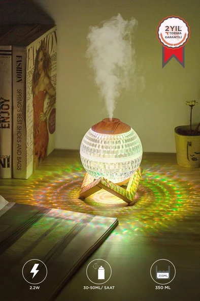 Torima H10 Beyaz Kristal Top RGB Işıklı, Ahşap Standlı, Hava Nemlendirici Dekoratif Nemlendirici ürün görseli