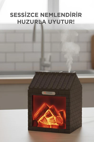 TORIMA H9 Koyu Kahve Şömine Efektli 200ml Sessiz Ultrasonik House Hava Nemlendirici - Resim 3