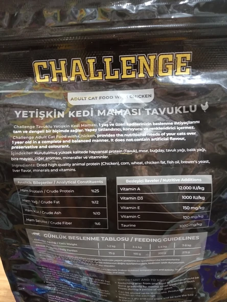 Challenge Yetişkin Kuru Kedi Mama Tavuklu 1 kg - Resim 3