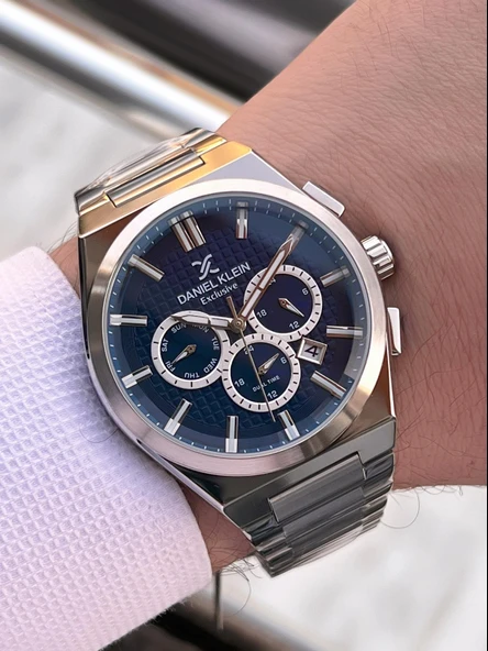 Daniel Klein Erkek Kol Saati 30 Metre Suya Dayanıklı Çelik Kordon + Bileklik Hediyeli VS.BLKT.0661 - Resim 3