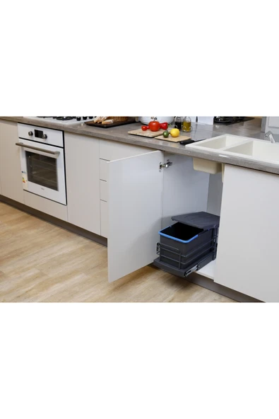 Teleskopik Raylı Çöp Kovası 16 Litre Antrasit - Resim 4