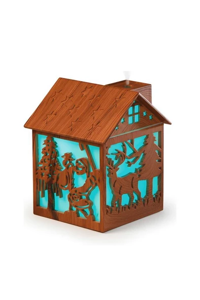 Torima H14 Açık Kahverengi Yılbaşı Temalı Ahşap Görünümlü 240ml Hava Nemlendirici Buhar Makinesi - Resim 4