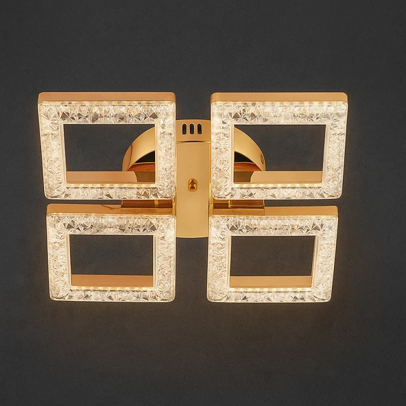 Kare Akrilik 4'Lü Plafonyer 3 Renk Tavana Sıfır Led Avize ürün görseli 1