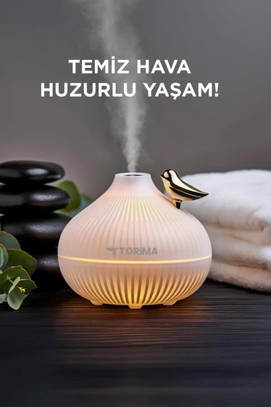 Torima H12 Beyaz Ultrasonik Gece Lambalı Hava Nemlendirici Dekoratif Buhar Makinesi - Resim 3