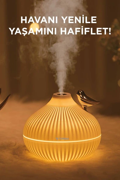Torima H12 Beyaz Ultrasonik Gece Lambalı Hava Nemlendirici Dekoratif Buhar Makinesi - Resim 2