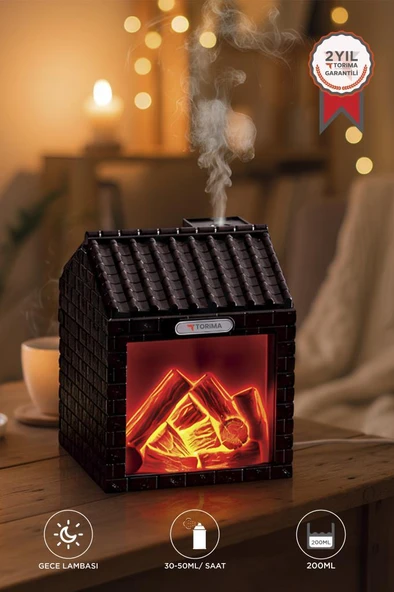 TORIMA H9 Koyu Kahve Şömine Efektli 200ml Sessiz Ultrasonik House Hava Nemlendirici ürün görseli