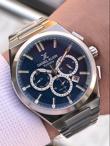 Daniel Klein Erkek Kol Saati 30 Metre Suya Dayanıklı Çelik Kordon + Bileklik Hediyeli VS.BLKT.0661 - Resim 2