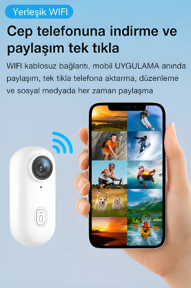 1080p 8MP WiFi Kablosuz Aksiyon Kamerası Açık Hava Sporları Için Sualtı Kılıflı 120 derece (BLACK) - Resim 5