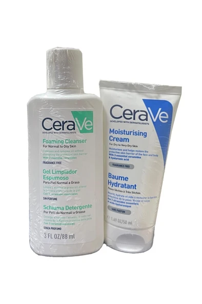 CeraVe Set - Köpüren Cleanser 88 ml + Moisturising Cream Kuru ve Çok Kuru Ciltler İçin 50 ml ürün görseli 1