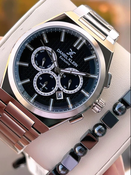 Daniel Klein Erkek Kol Saati 30 Metre Suya Dayanıklı Çelik Kordon + Bileklik Hediyeli VS.BLKT.0659 ürün görseli