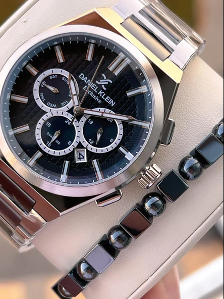 Daniel Klein Erkek Kol Saati 30 Metre Suya Dayanıklı Çelik Kordon + Bileklik Hediyeli VS.BLKT.0660 ürün görseli