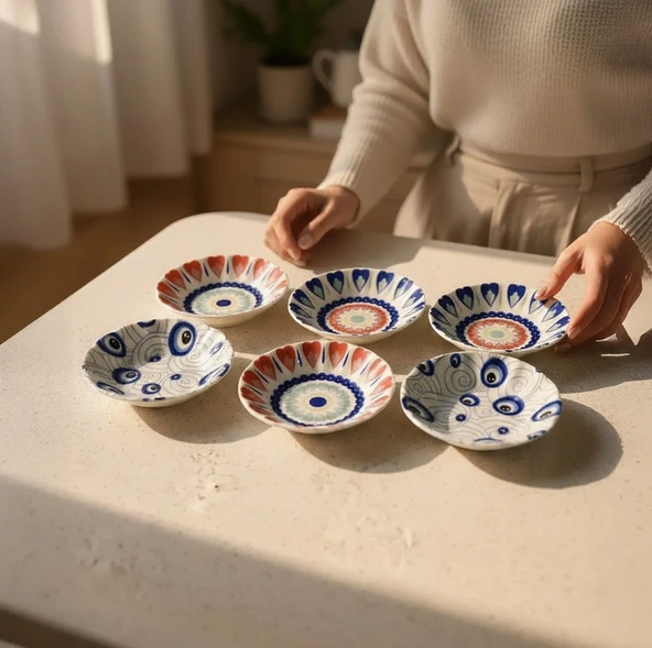 Güral Porselen Acem 6'lı Çay Tabağı Seti Mix 3232 - Resim 2