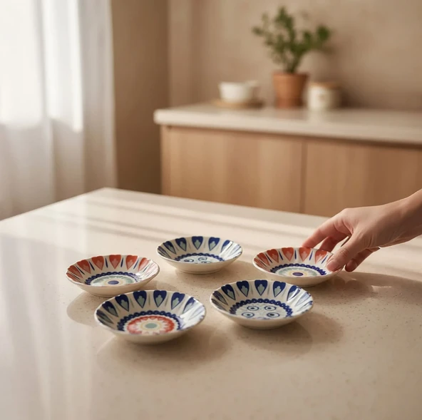 Güral Porselen Acem 6'lı Çay Tabağı Seti Mix 3232 - Resim 4