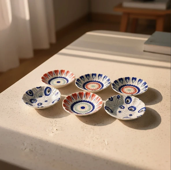 Güral Porselen Acem 6'lı Çay Tabağı Seti Mix 3232 - Resim 3