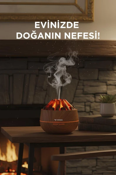 TORIMA H11 Ahşap Odun Ateş Efekli 300ml Sessiz Ultrasonik  Hava Nemlendirici - Resim 2