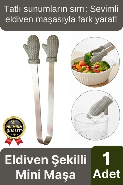 Özel Tasarım Pratik Sevimli Eldiven Şekilli Isıya Dayanıklı Silikon Uçlu Mini Mutfak Servis Maşası ürün görseli