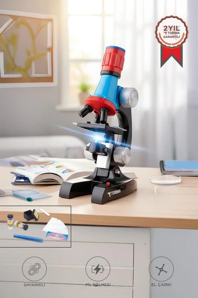 Torima TSM-01 Siyah LED Işıklı  Bilim Mikroskobu Seti 6-12 Yaş Çocuklar İçin ürün görseli