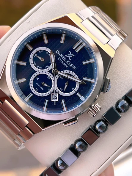 Daniel Klein Erkek Kol Saati 30 Metre Suya Dayanıklı Çelik Kordon + Bileklik Hediyeli VS.BLKT.0661 ürün görseli