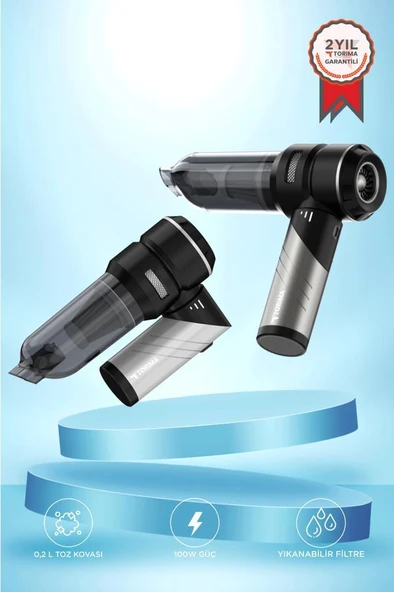 Torima LT-101 Gri Katlanabilir Mini Çok Fonksiyonlu Şarjlı Araç ve Ev Kullanımı İçin El Süpürgesi ürün görseli