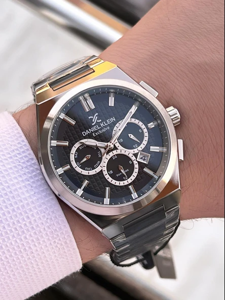 Daniel Klein Erkek Kol Saati 30 Metre Suya Dayanıklı Çelik Kordon + Bileklik Hediyeli VS.BLKT.0660 - Resim 2