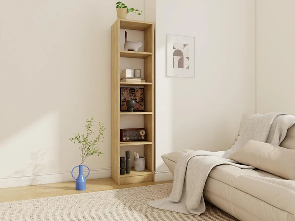 5 Bölmeli Kitaplık Lefkasmeşe - Resim 2