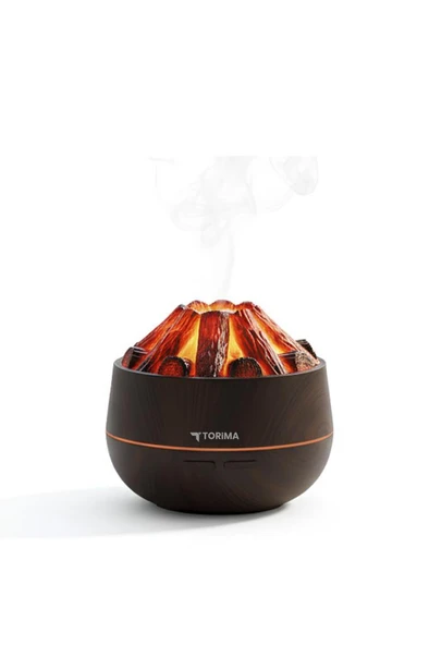 TORIMA H11 Koyu Kahve Odun Ateşi Efekli 300ml Sessiz Ultrasonik  Hava Nemlendirici - Resim 5