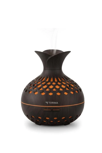 TORIMA H15 Koyu Kahve Led Işıklı 300ml Sessiz Ultrasonik Flower Hava Nemlendirici - Resim 4